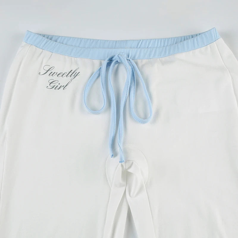 Aiertu  Fashion Patchwork Letter Simple Women’s Set Summer Causal Halter Tops + Long Pants New Trendy Clothes Aiertu