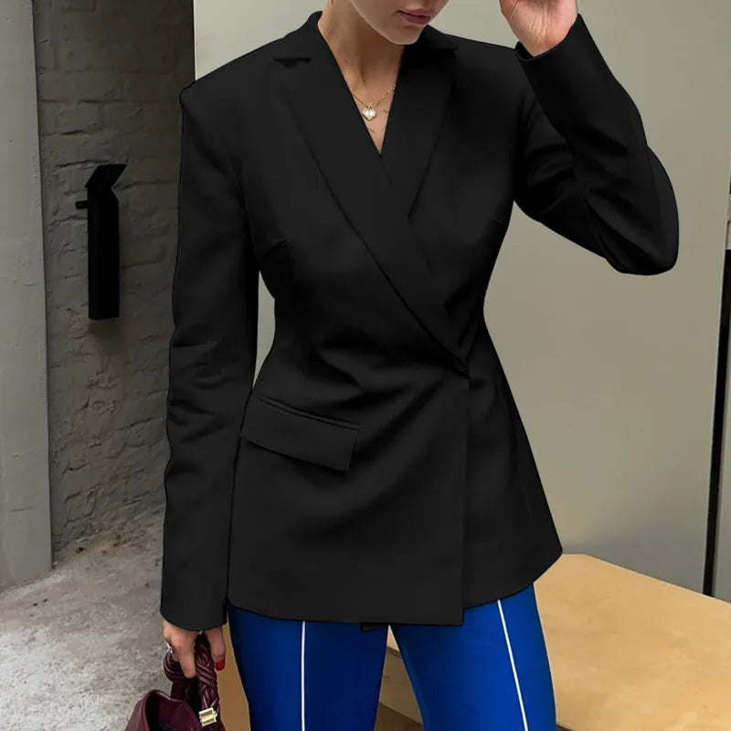 Aiertu  -  Elegant Women's Backless Suit Coats Chic Long Sleeve Covered Buttons Hollow Out Slim Blazers Coats Female High Street Outerwear Aiertu
