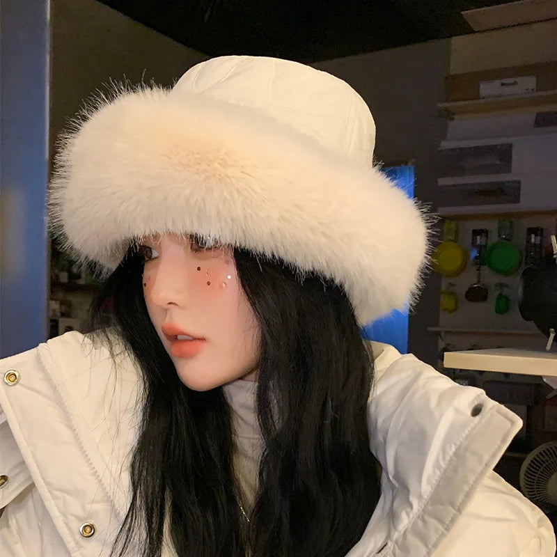 Aiertu  -  New Hairy Fisherman's Hat for Autumn and Winter Warm Ear Protection and Winter Water Bucket Hat Basin Hat Aiertu