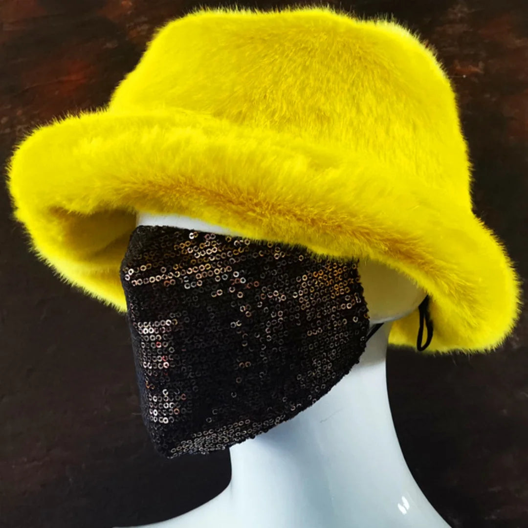 Aiertu  -  Winter 58-60cm XL Faux Fur Bucket Hat For Women Outdoor Warm Luxury Oversize Fisherman Hat Girl Trendy Party Long Fur Panama Cap Aiertu