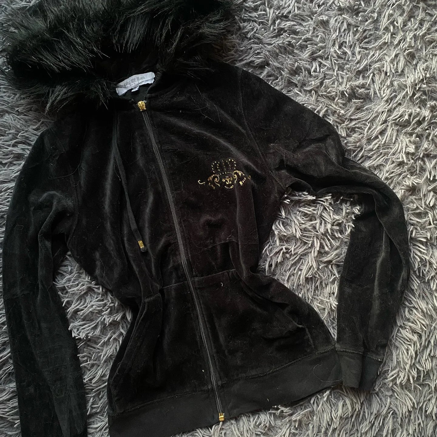 Aiertu  -  Winter Simple Plush Hooded Jacket for Women Y2k Harajuku Retro Long-sleeved Goth plus Velvet Warm Slim Zipper Cardigan Jacket Aiertu