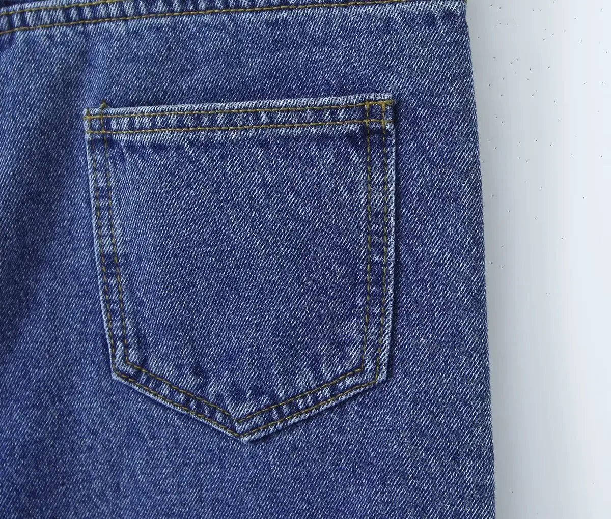 Aiertu  -  European and American style blue straight denim shorts women's summer high waist slim five-point wide-leg pants Aiertu