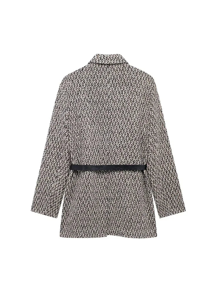 Aiertu  -  Women Fashion With Bely Single Breasted  Blazer Vintage Notched Neck Long Sleeves Female Chic Lady Outfits Aiertu