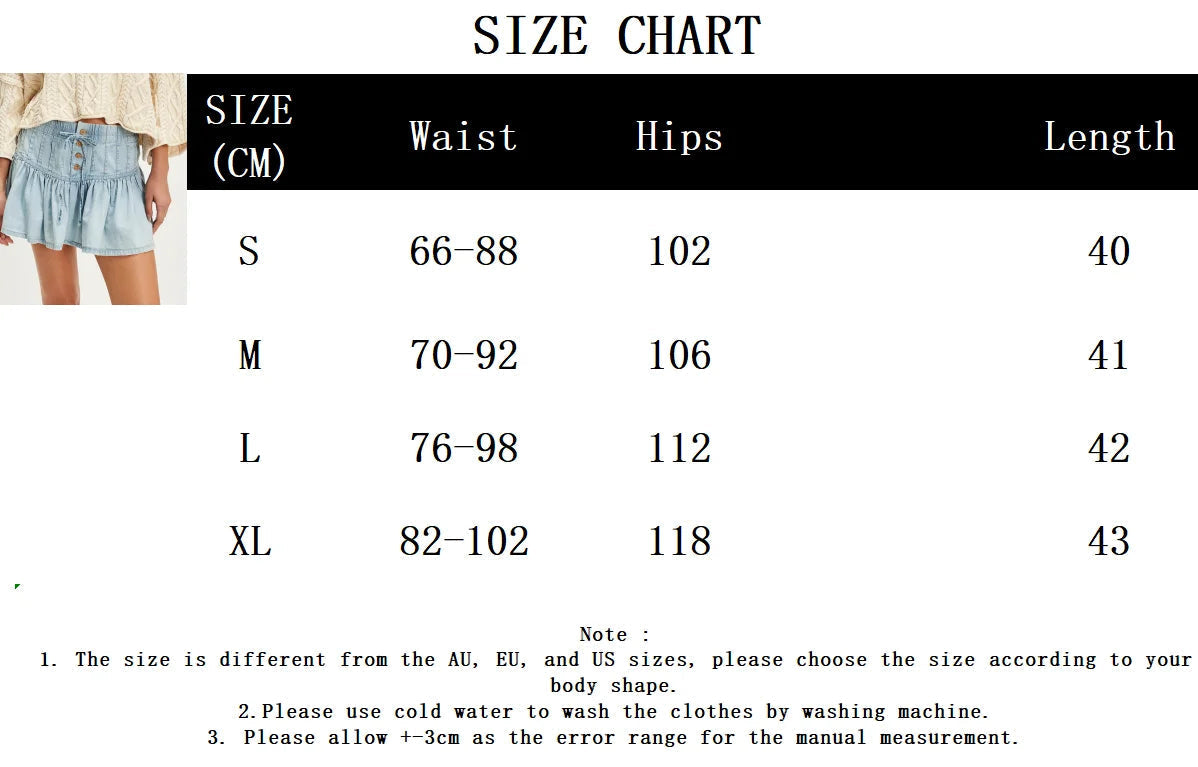 Aiertu  -  Drawstring Denim Mini Skirts For Women Summer Buttons Elastic Waist Short A-line Skirt Simple Casual Fashion Faldas Bottom New Aiertu