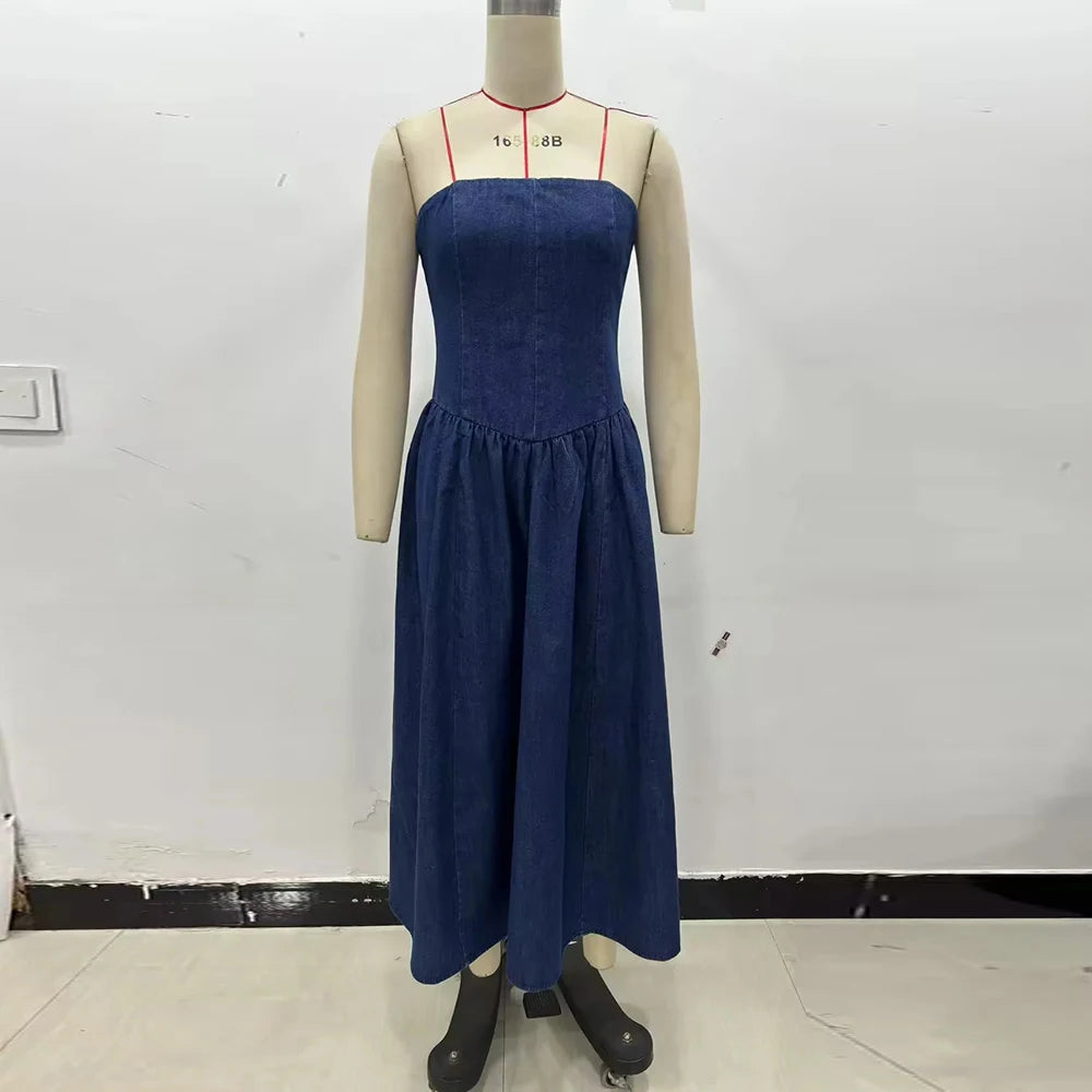 Aiertu  -  Solid Slimming Dresses for Women Strapless Sleeveless High Waist Temperament Minimalist Dress Female Aiertu