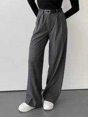 Aiertu  -  Spring Summer New Slim Fit Straight Leg Pants Women's Design High Waist Trousers Simple Office Lady Chic Suit Pants Aiertu