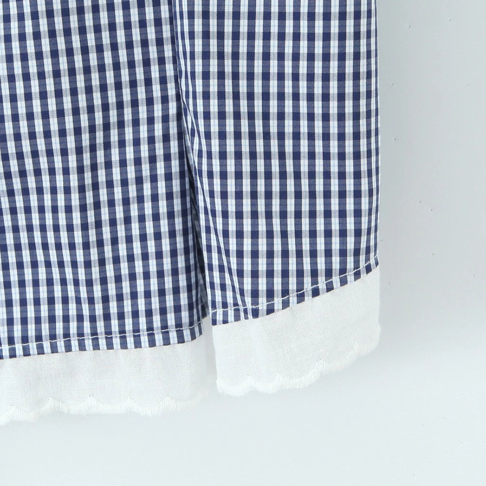 Aiertu    -  Solid Two Peice Set for Women Lapel Short Sleeve Shirt Low Waist Spliced Fungus Edge Mini Skirt Sweet Suit Female Aiertu