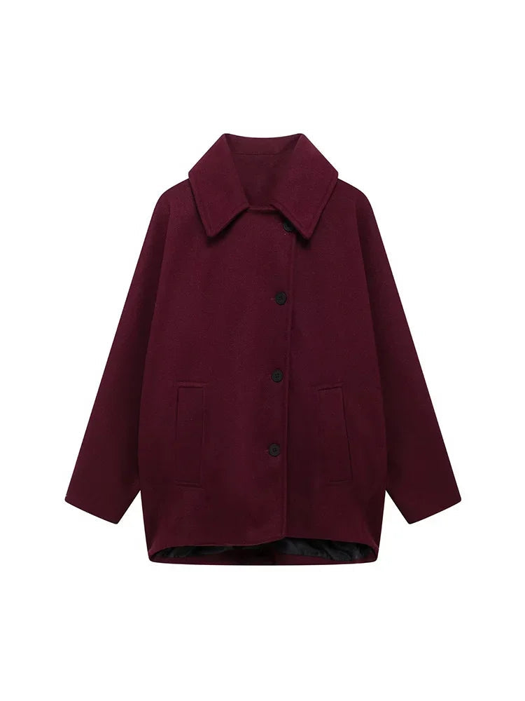 Aiertu  Women Fashion Solid Single Breasted Jackets Coats Vintage Lapel Neck Long Sleeves Female Chic Lady Outfits Aiertu
