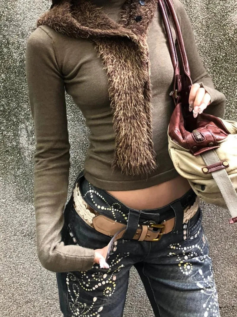 Aiertu  -  American Millennial Hot Girl Retro Baggy Jeans Women Y2K Streetwear Washed Loose Casual Harajuku High Waist Straight Leg Jeans Aiertu