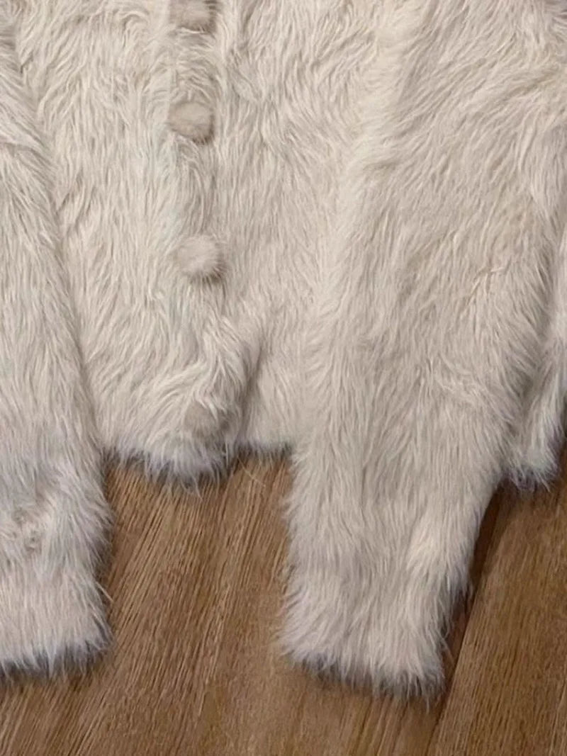 Aiertu  -  Y2K Fashion Niche Plush Rabbit Ears Knitted Hoodie Women Winter New Korean Street Plush Warm Slim Sweet Casual Hoodie Aiertu