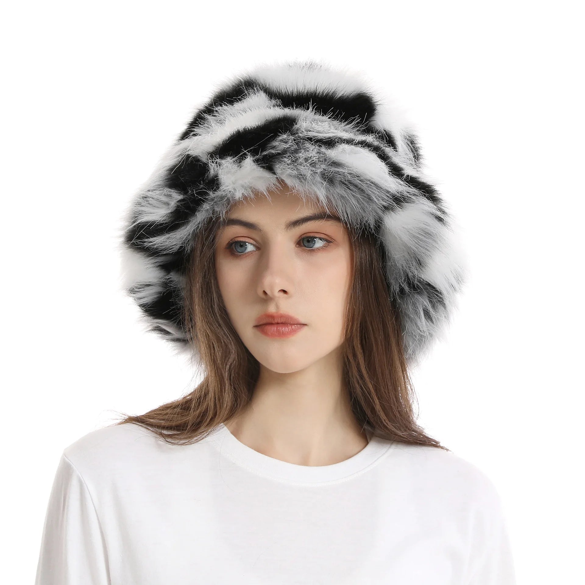 Aiertu  -  New Autumn and Winter Plush Imitation Fox Fur Basin Hat Ski Hat Fisherman Hat Warm Fur Furry Imitation Fur Women's Hat Aiertu