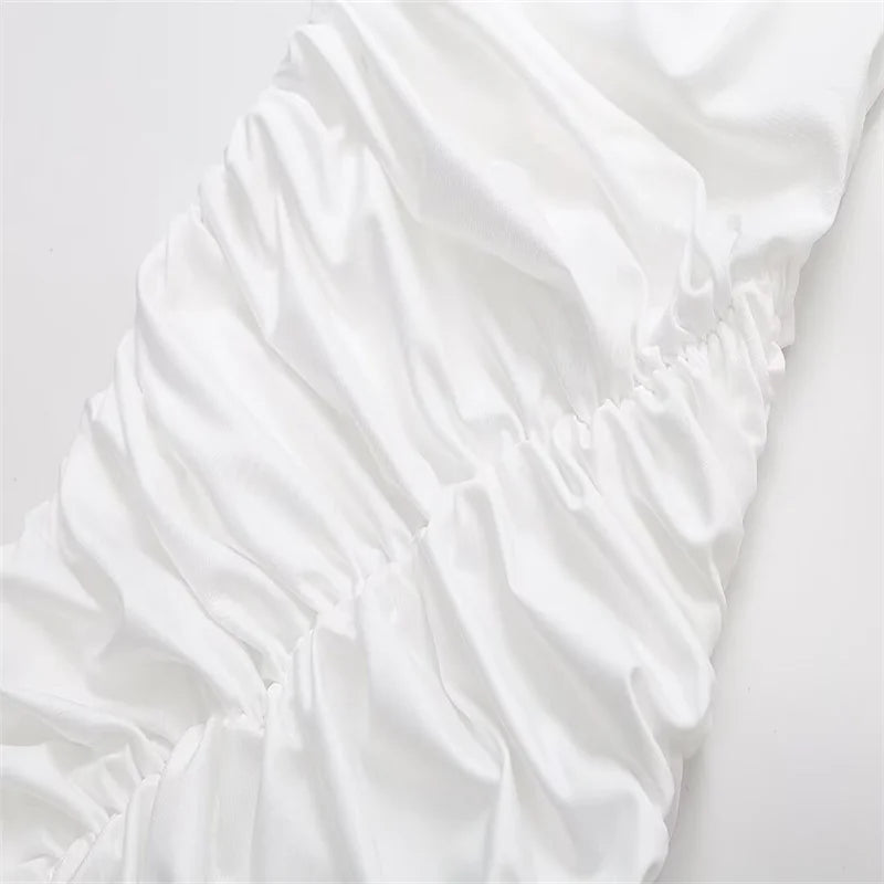 Aiertu  -  French pure desire slanted shoulder stretch slim dress women's summer new front slit sexy pleated long skirt Aiertu