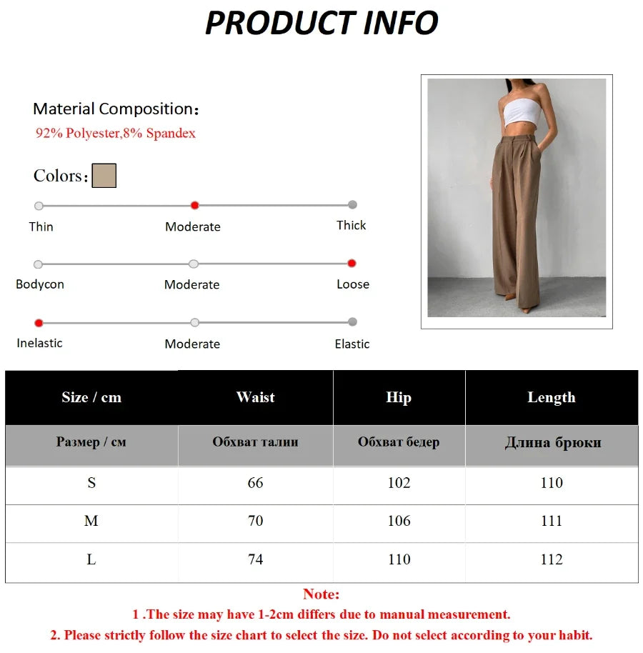 Aiertu  -  Summer New Loose High Waisted Pants Spring Women's Office Lady Retro Wide Leg Pants Temperament Slim Fit Suit Pants Aiertu