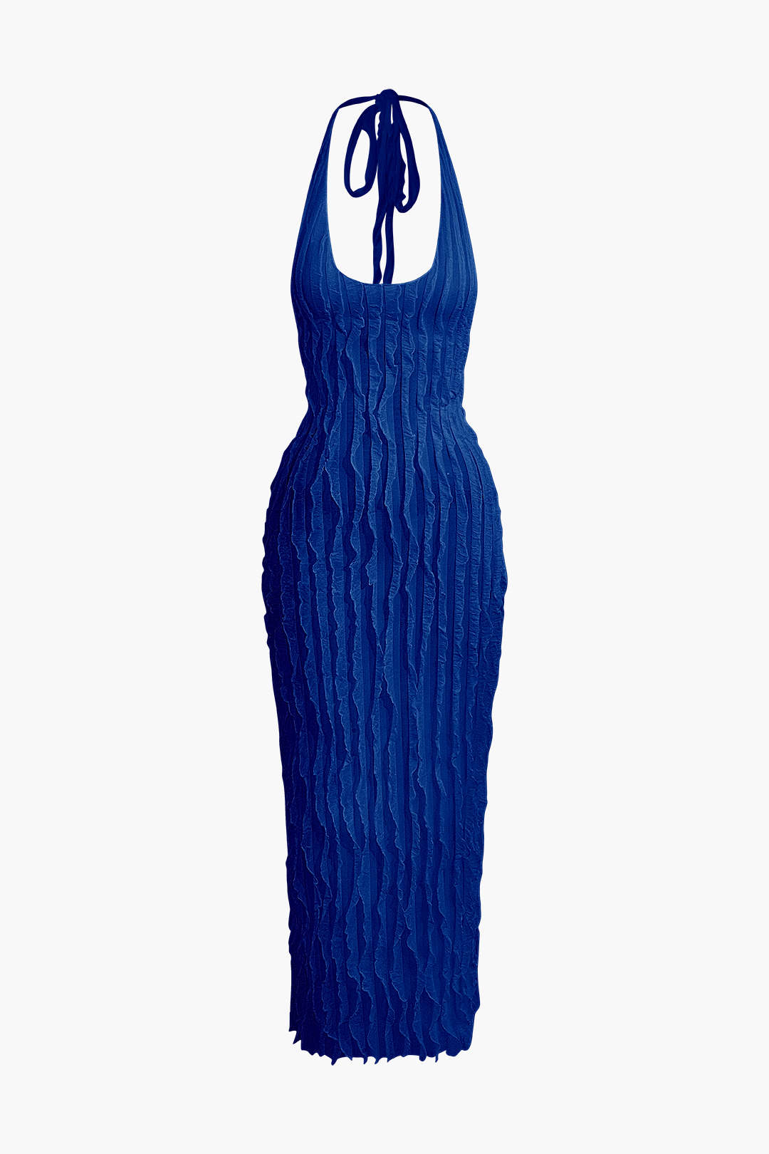 Aiertu  Sheer Ruffle Texture Halter Backless Maxi Dress Aiertu