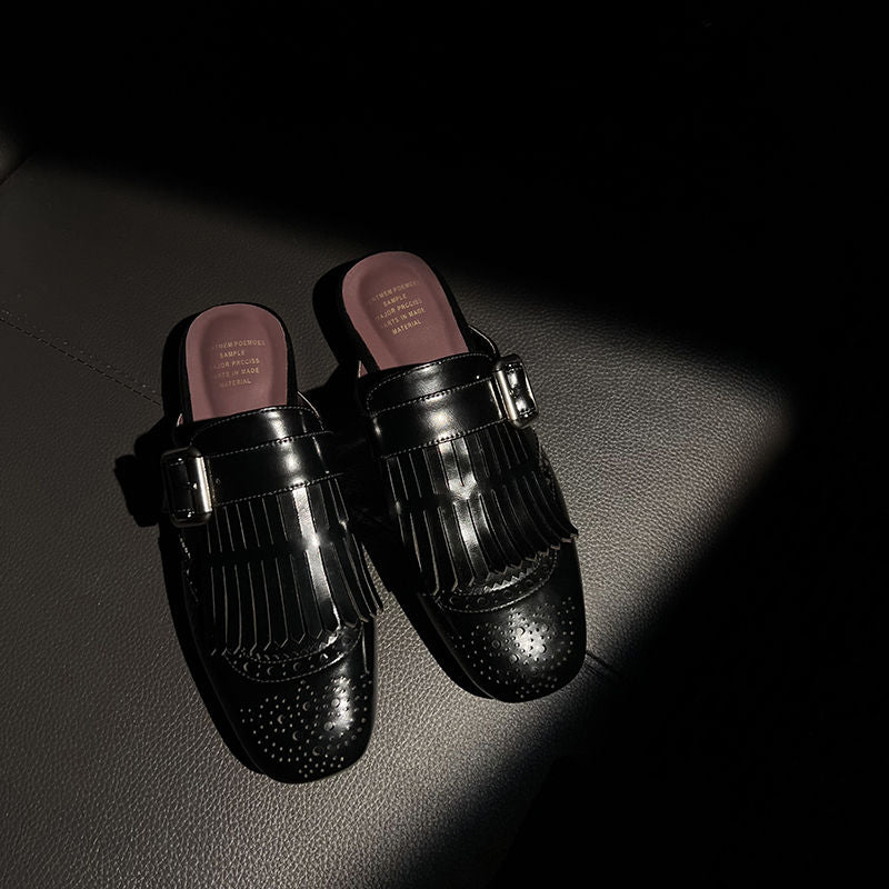 Aiertu  New Genuine Leather Tassels Loafers Woman Round Toe Slip-on Casual Shoes Spring Summer Shoes Outdoors Walk Shoes Woman Aiertu