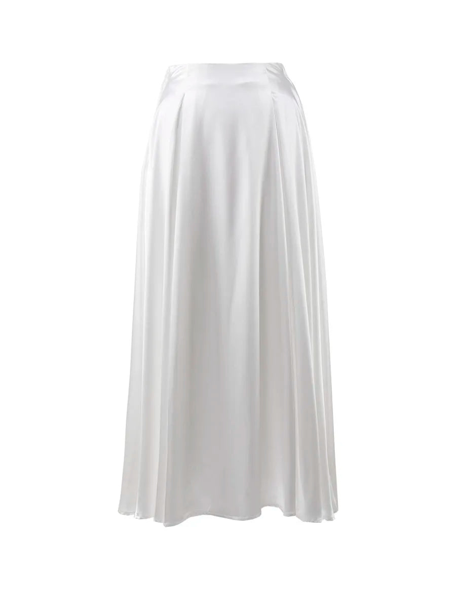 Aiertu  -   Elegant Satin Loose Women Skirt High Waist Maxi Skirts Streetwear Classic Long Skirt Fashion Female Black Skirt Aiertu