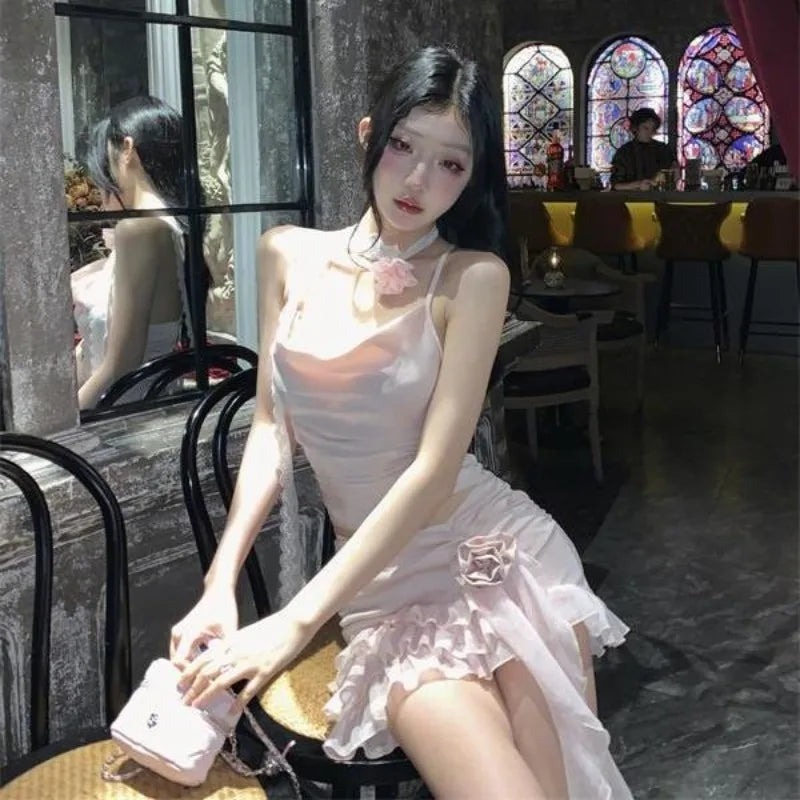 Aiertu  -  Sweet Hot Girl Sexy Suit Women's Summer Lace Camisole Vest High Waisted A-line Short Skirt Two-piece Set Fashion Female Clothes Aiertu
