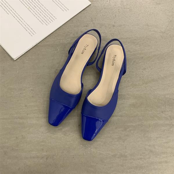 Aiertu  Shallow Mouth Spring Shoes Leather Sandals Women Summer Heels Square Toe Suit Female Beige Girls Velvet Comfort  Elastic Band Op Aiertu