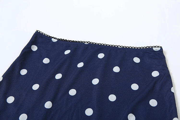Aiertu  -  Sexy Polka Dot Print 2-Piece Set Women Halter Bandage Halter Backless Sleeveless Mini Tops+Straight Skirt Matching Suit Aiertu