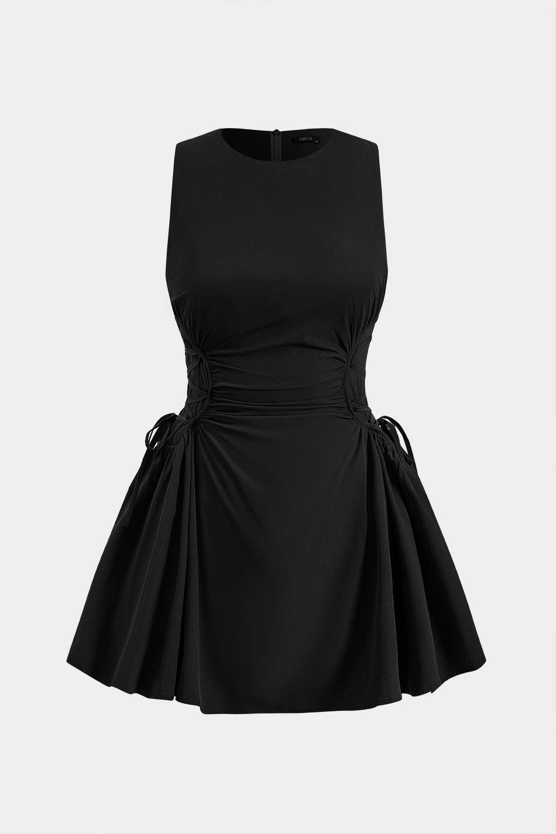 Aiertu  Ruched Strappy Zipper Sleeveless Mini Dress Aiertu