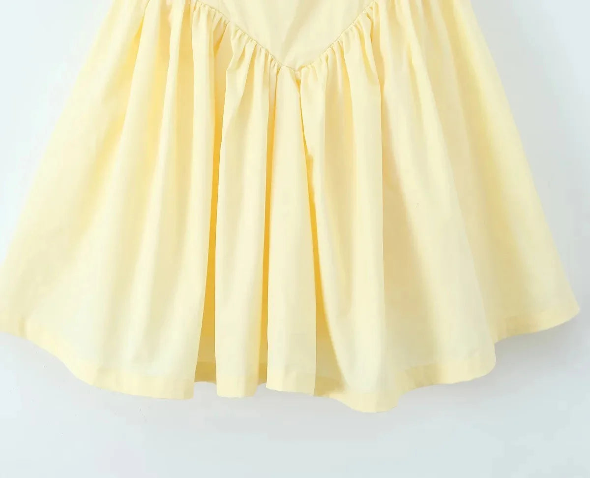 Aiertu  -  Summer Halter Dress Women Luxury Evening Party Mini Dresses Elegant Bodycon Dress Ruffle Tank Dress Fish Bone Ruched Yellow Aiertu