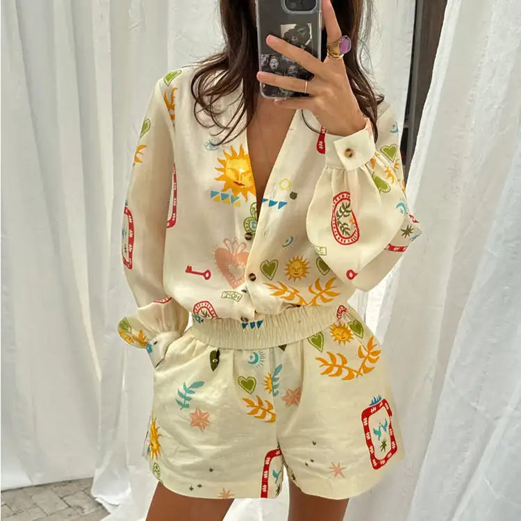 Aiertu  -   Women s 2 Piece Club Outfits Sexy Off Shoulder Ruffle Crop Tops High Waist Wide Leg Pants Sets Floral Print Summer Beachwear Aiertu