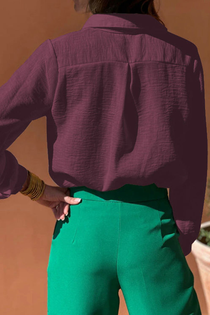 Aiertu  -Casual Hollow Out Turndown Collar Blouses(4 Colors) aiertu