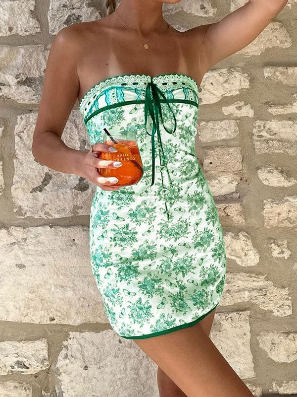 Aiertu  Tie up printing dress shopify