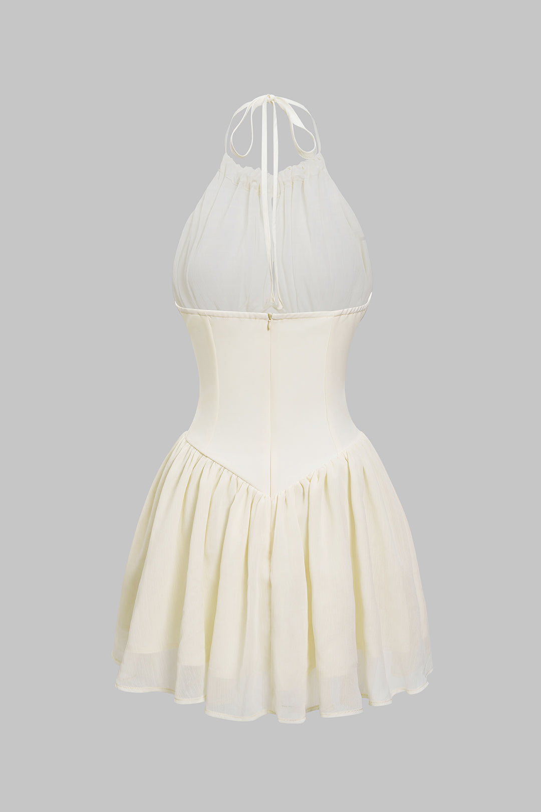 Aiertu  Chiffon Tie-Up Halter Neck Backless Sleeveless Mini Dress Aiertu