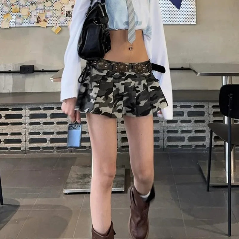 Aiertu  -  Trendy Camouflage Pleated Skirts Low Waist Mini Skirt Y2k Streetwear Summer Clothes Woman P82-CI17 Aiertu