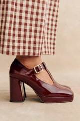 Aiertu  Square Toe Mary Jane Block Heel Retro High Heels Aiertu
