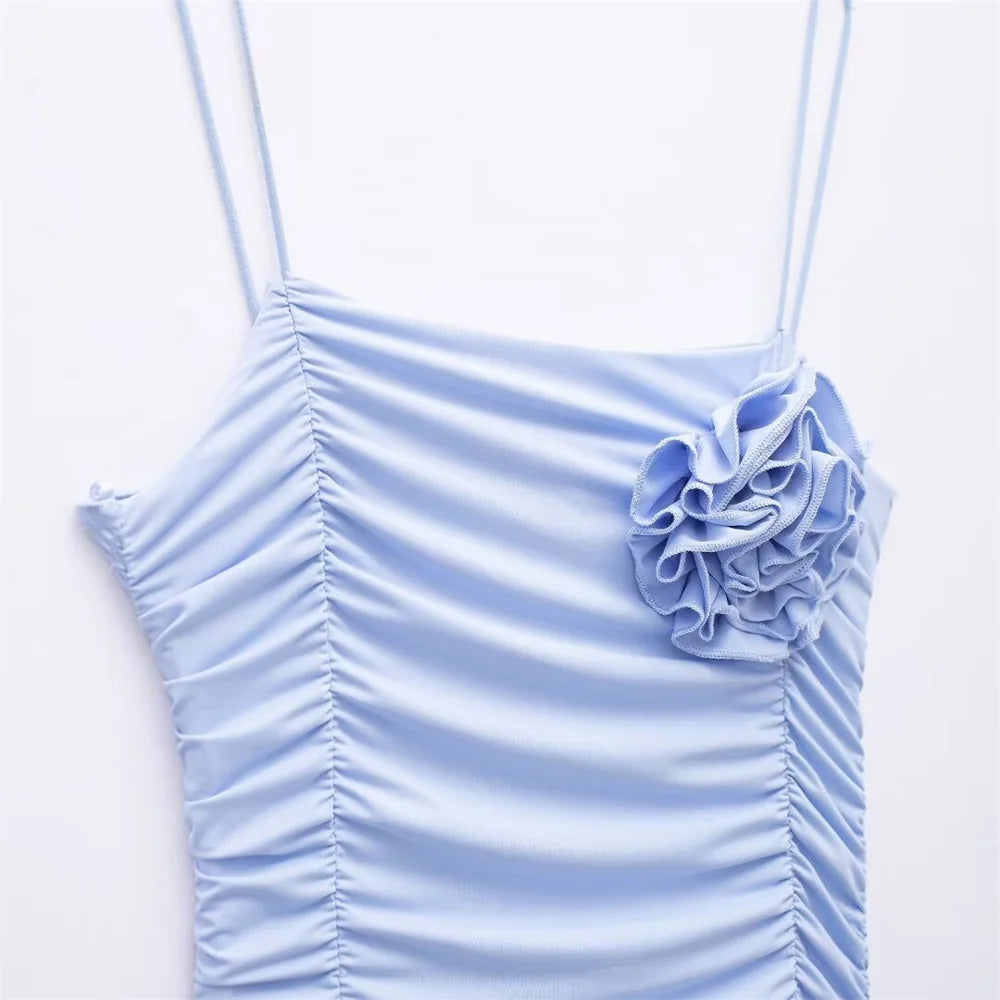 Aiertu  -  European And American Style Summer Women's New Fashionable And Casual Solid Color Sleeveless Slim Fit Pleated Dress Aiertu