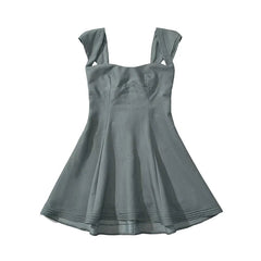 Aiertu  -  High Street Women Short Sleeve Gray Mini Dresses Sexy Backless Bandage Back A-line Summer Dress Party Robe Aiertu