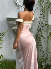 Aiertu  Coquette Princess Satin Maxi Dress Aiertu