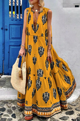 Aiertu  -  Fashion Print V Neck Cake Skirt Dresses(3 Colors) Aiertu