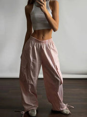 Aiertu  Y2k Aesthetic Streetwear Cargo Pants Women American Retro Harajuku Casual Solid Baggy Trousers Oversized Sweatpants Aiertu
