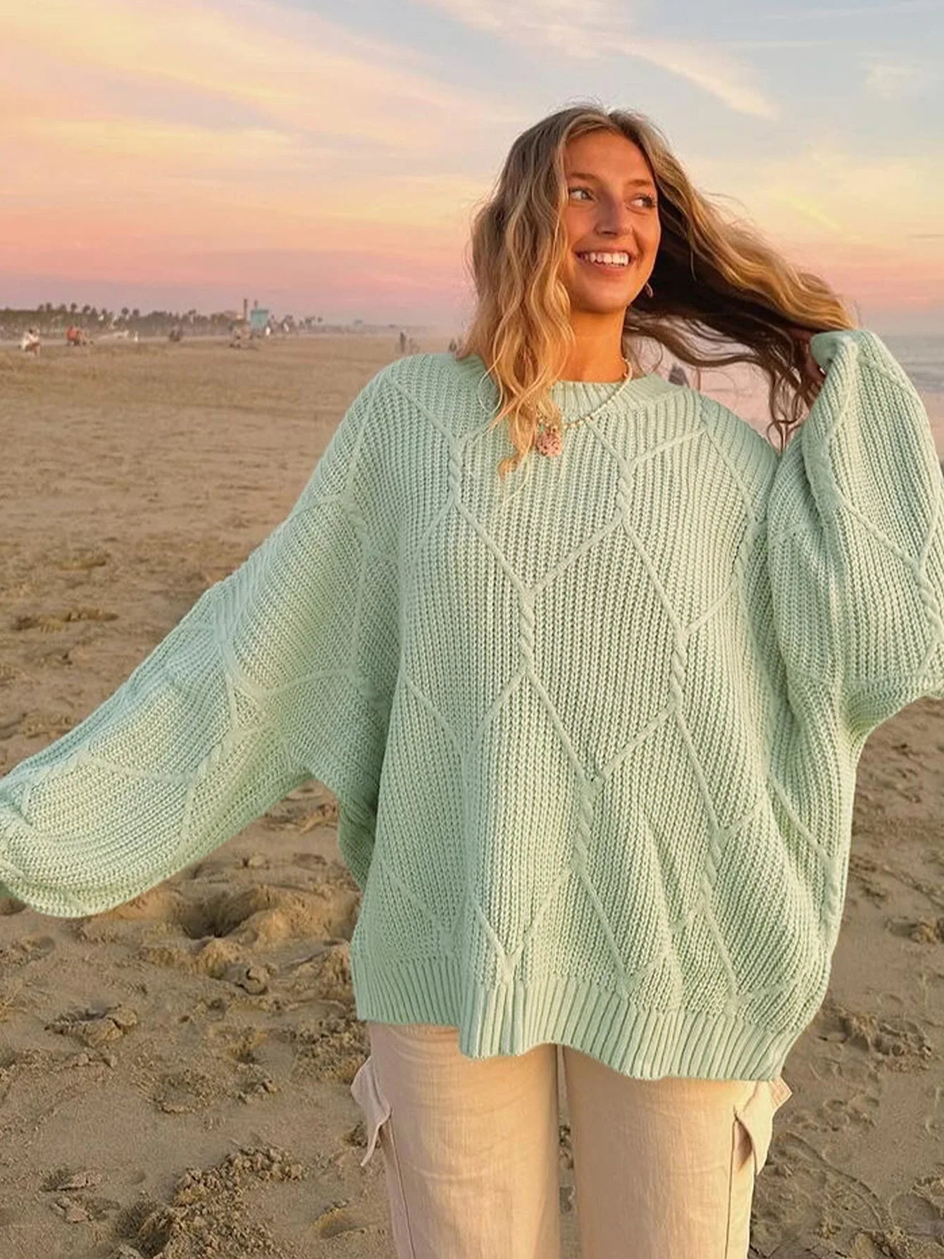Aiertu  -  Knitted Sweater For Women Loose Casual Round Collar  Lazy Solid Color Pullovers Versatile Autumn Fashion Female Sweater Aiertu