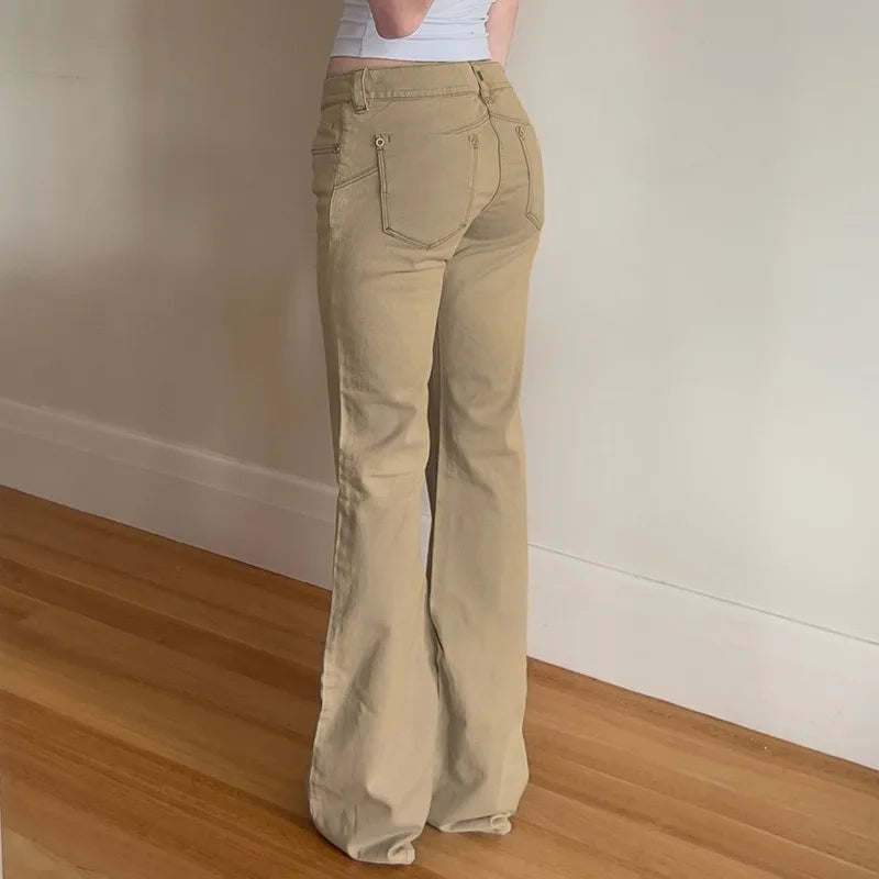 Aiertu  -  Low Rise Jeans 2000s Y2k Bottoms Flare Pants Summer Clothes for Woman Blue Denim Trousers P77-DG42 Aiertu