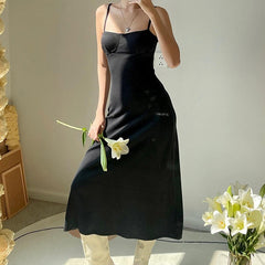 Aiertu - Black Bodycon Ribbed Maxi Dress Aiertu