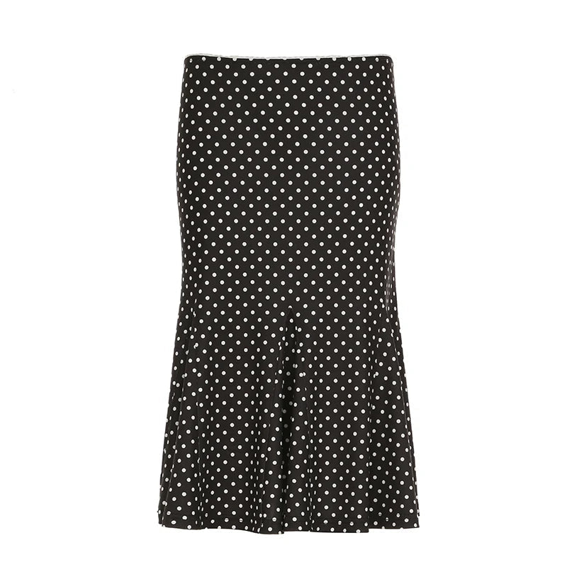 Aiertu  -  party look snspos Y2K Women Dot Print Classy Skirt High Street Ruffles Hem Wrap Mid Skirt Lady Elegant Spring Casual Vacation Outfits Aiertu