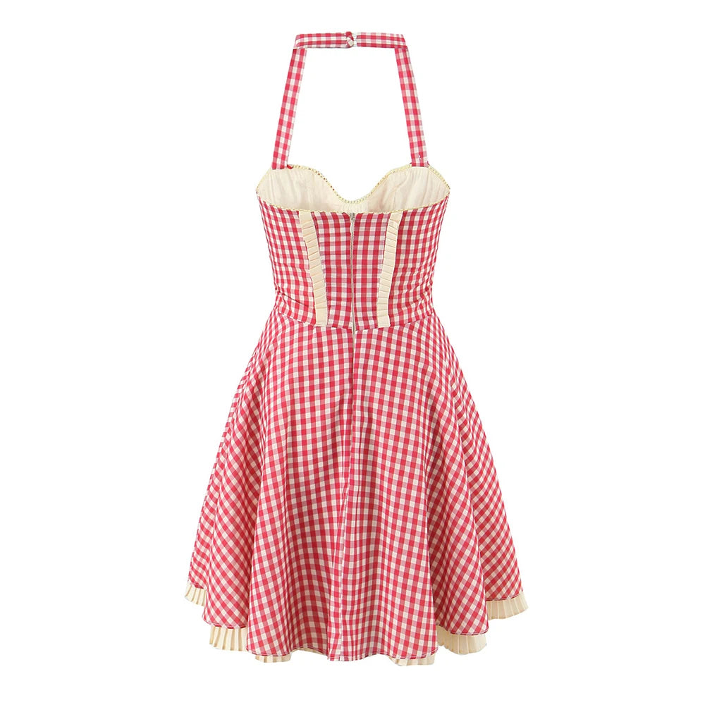 Aiertu  -  Solid Spliced Button Slimming Dresses for Women Square Neck Sleeveless High Waist Temperament Dress Female Aiertu