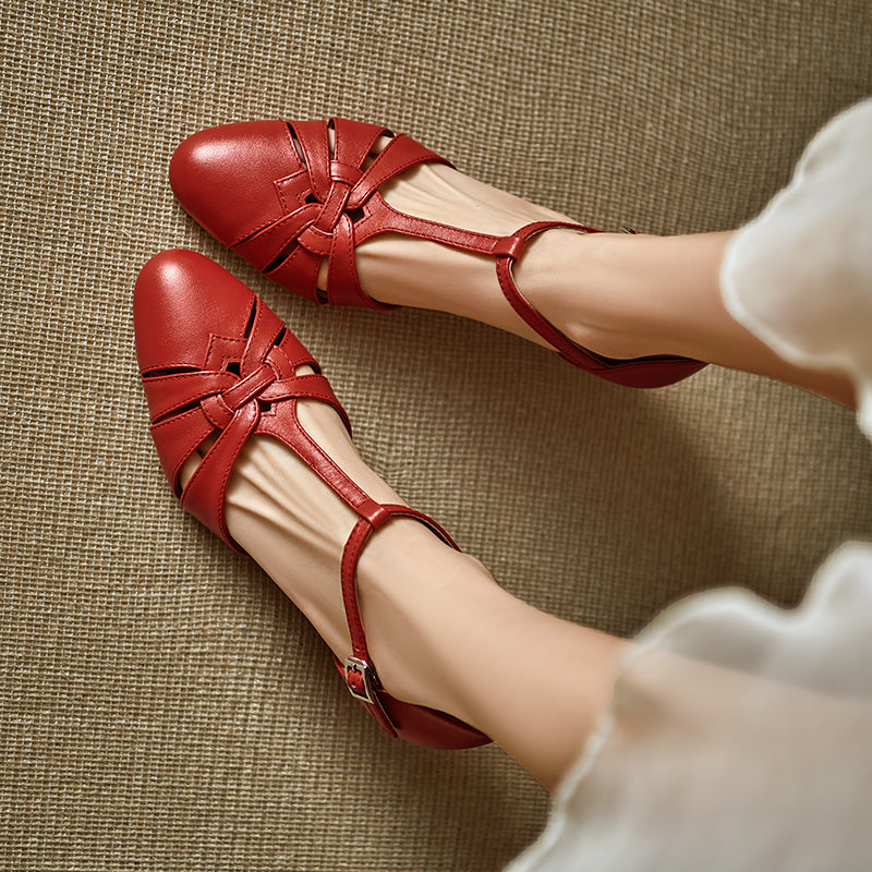 Aiertu  New Summer Genuine Leather Women Shoes Square Toe Shallow Women Pumps Mary Jane Shoes for Women Chunky Heel Casual Shoes Aiertu