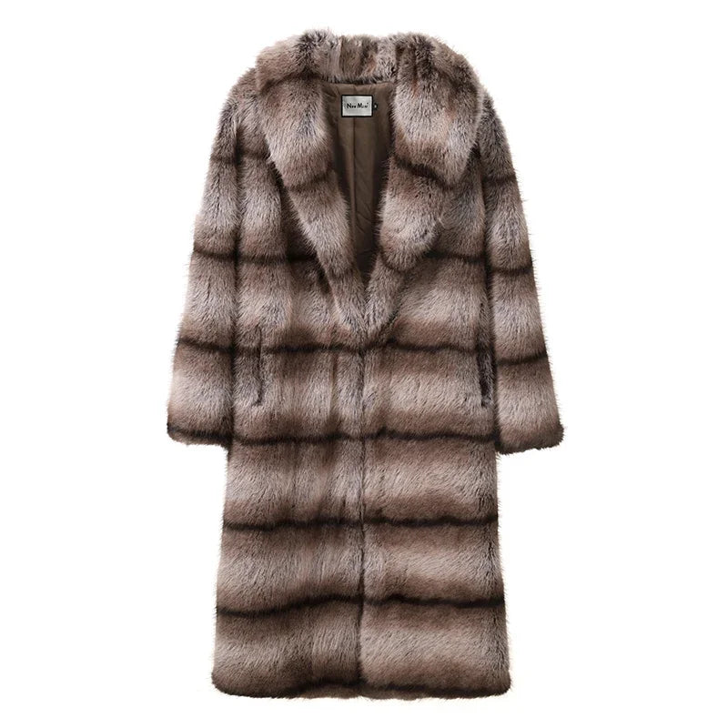 Aiertu  -  casual winter outfits Luxury Brand Furry Faux Fox Fur Coat Women 2024 Winter Super Warm Fluffy Fur Jacket Female High Street Long Overcoat Aiertu