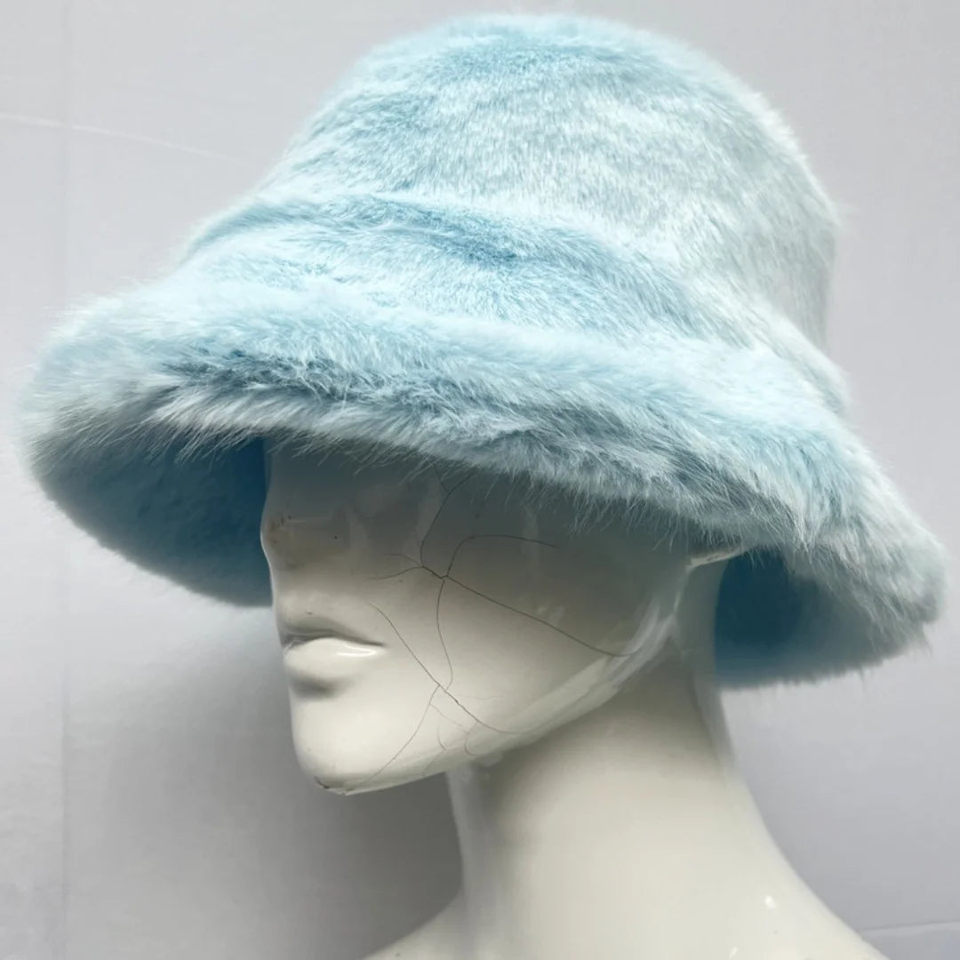 Aiertu  -  Winter 58-60cm XL Faux Fur Bucket Hat For Women Outdoor Warm Luxury Oversize Fisherman Hat Girl Trendy Party Long Fur Panama Cap Aiertu