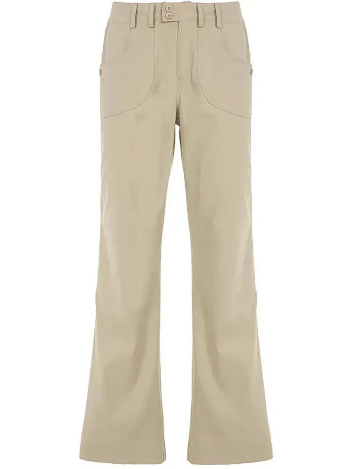 Aiertu  -  Double-Button Low-Rise Straight-Leg Pants Aiertu