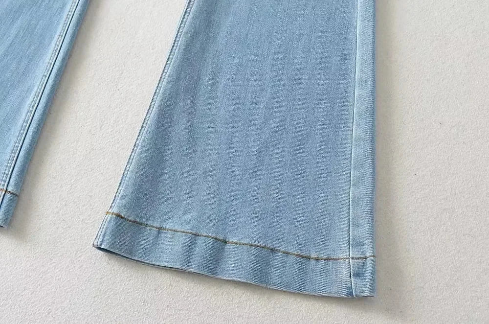 Aiertu  -  High Waist Denim Pants Women Solid Color Elastic Slim Fit Flare Pants For Hot Girl Denim Trousers Women Flare Jeans Streetwear Aiertu
