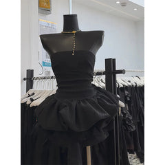 Aiertu  -  Vintage Black Mini Dress Women Party Prom Sexy Strapless Ball Gown Dresses Summer Korean Bodycon Design A Line Vestidos Aiertu