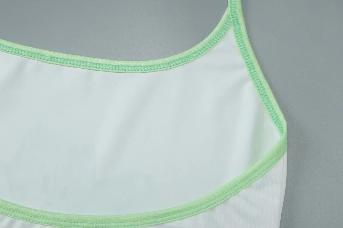 Aiertu  -  Woman Clothes Halter Off Shoulder Camisoles Y2K Girls Clothes Green White Patchwork Floral Print Corset Lace-up Skinny Crop Tops Aiertu