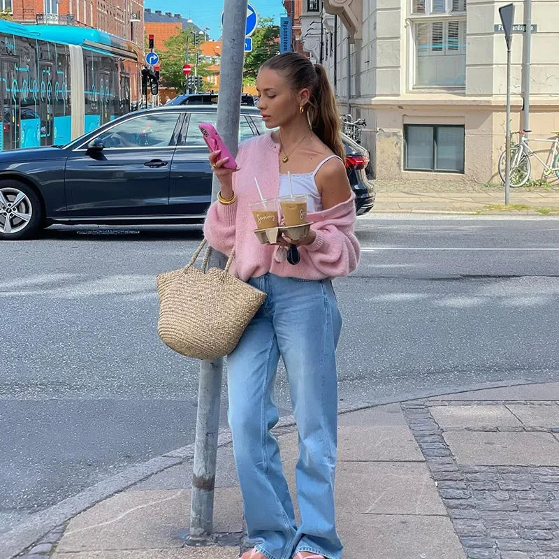 Aiertu  -  Loose Knitted Single Breasted Cardigans Women Casual O-neck Long Sleeve Solid Sweater 2026 Autumn New Female Chic Tops Knitwear Aiertu