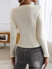 Aiertu  -  Y2K Women Knitted Sweaters Casual O Neck Long Sleeve Hollow Out Female Pullover Autumn Basic Soft Warm Lady Sweater Outwear Aiertu